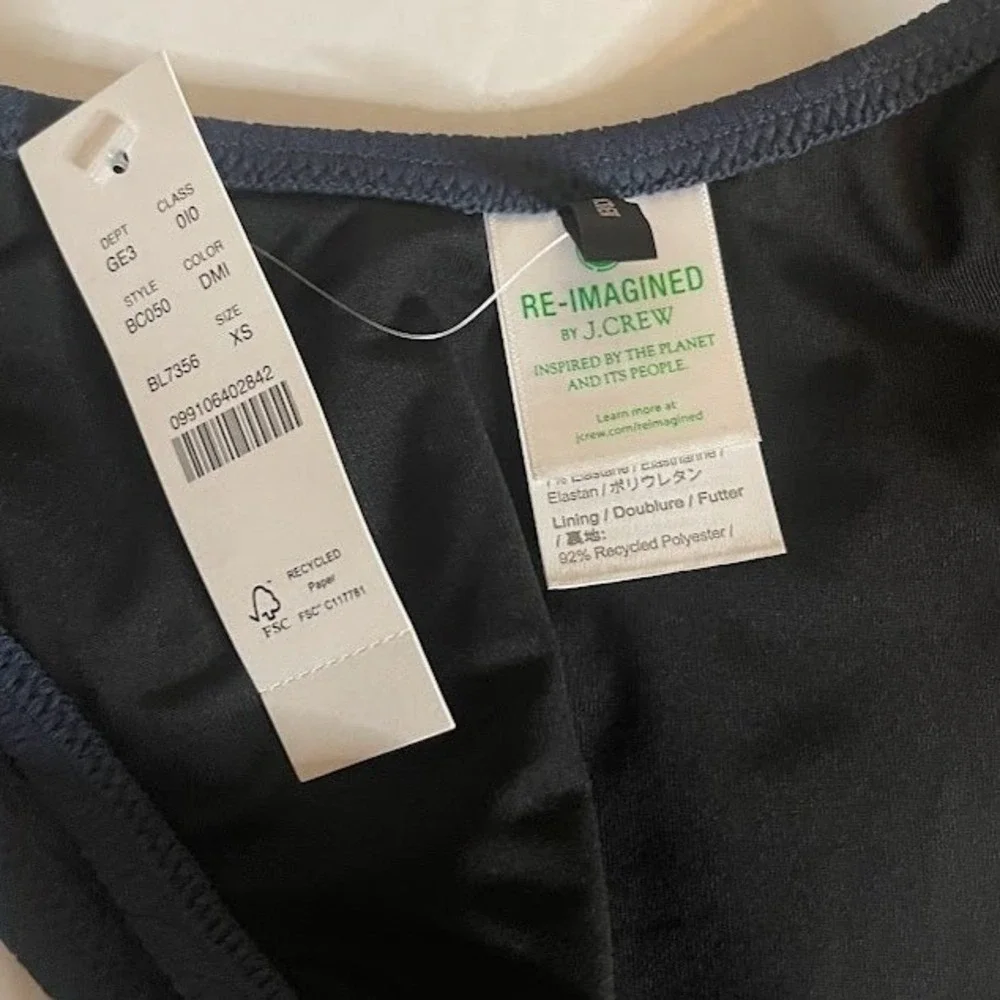J Crew Steel Blue Textured Curved-Waist Cheeky‎ Bikini Bottom Size XS NWT